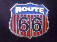 Patriotic Red White and Blue Route 66 Belt Buckle