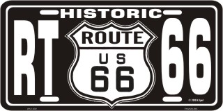 Historic Route 66 Metal License Plate