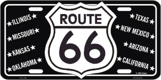 Eight States Route 66 Metal License Plate