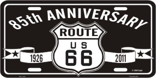 85th Anniversary Route 66 Metal License Plate