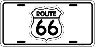 Route 66 Metal License Plate White Shield