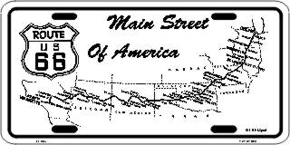 Main Street of America Route 66 Metal License Plate