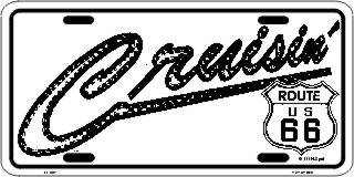 Cruisin Route 66 Metal License Plate