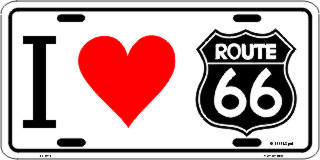 I Love Route 66 Metal License Plate