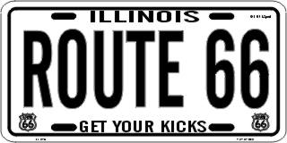 Illinois Get Your Kicks on Route 66 Metal License Plate