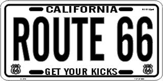 California Get Your Kicks on Route 66 Metal License Plate
