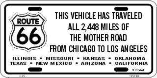 This Vehicle Has Traveled all 2448 Miles of the Mother Road Route 66 Metal License Plate