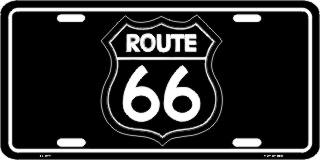 Route 66 Metal License Plate Black Shield