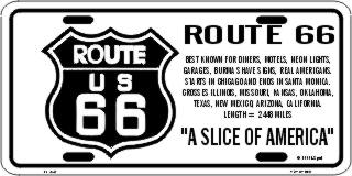 Route 66 a Slice of America Metal License Plate
