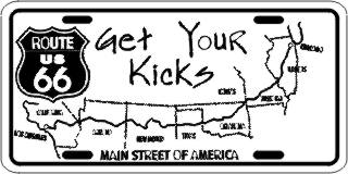 Main Street of America Get your Kicks Route 66 Metal License Plate