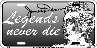 James Dean Legends Never Die Metal License Plate