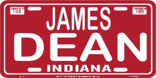 Red Indiana James Dean Metal License Plate