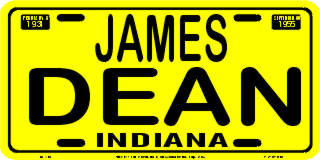 Yellow Indiana James Dean Metal License Plate